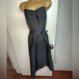 Corey Lynn Calter X Antro Black Silk Boning Strapless Dress W/Ribbon Bow Waist 4